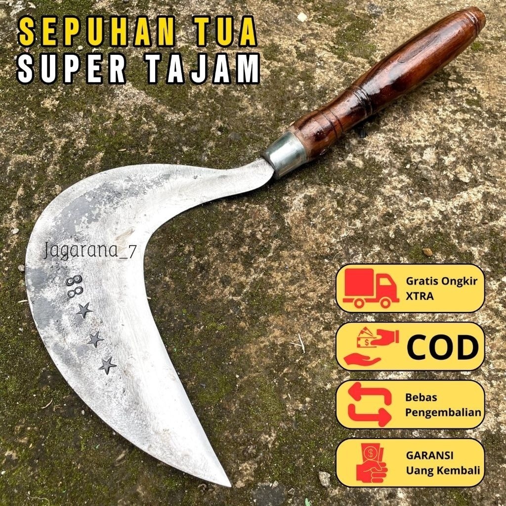 Arit Sabit Rumput Berkualitas Dewi Bintang Asli Baja Per | Tajam Kuat Untuk Ngarit Rumput & Ranting 