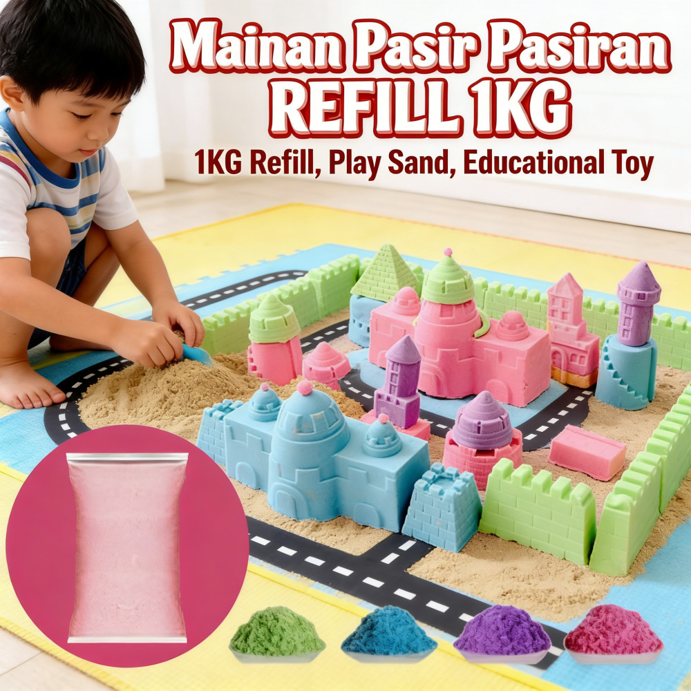 Anak Pasiran Edukasi Play Sand REFILL Mainan 1KG Ajaib / 1KG Mainan Pasir Pasiran / Mainan REFILL Pa