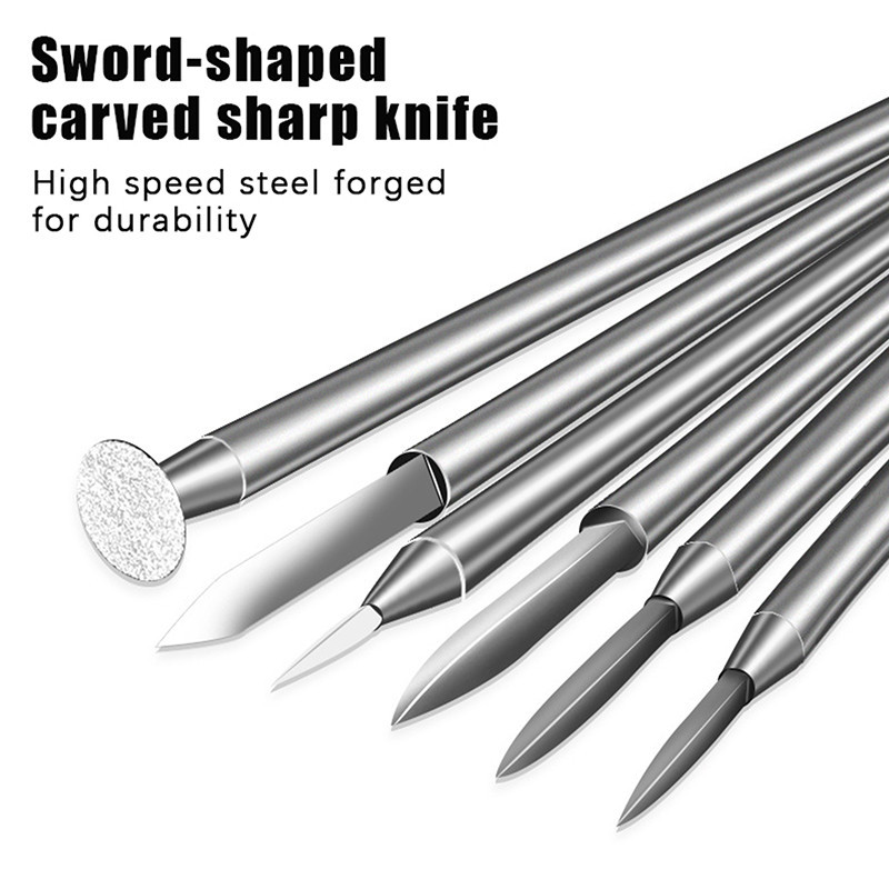 F 6Pcs Set Mata Bor Ukir Kayu Untuk Aksesoris Bor Ukir Listrik Alat Penggiling Kerajinan Kayu