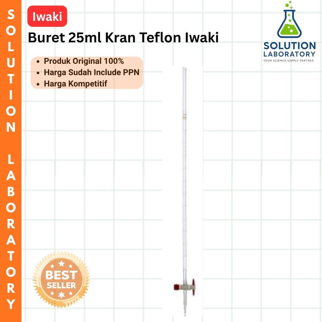 Buret 25ml Kran Teflon Iwaki