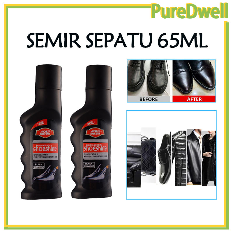 semir sepatu cair hitam coklat netral 65ml /protect instant polish/semir sepatu cair pria wanita pra