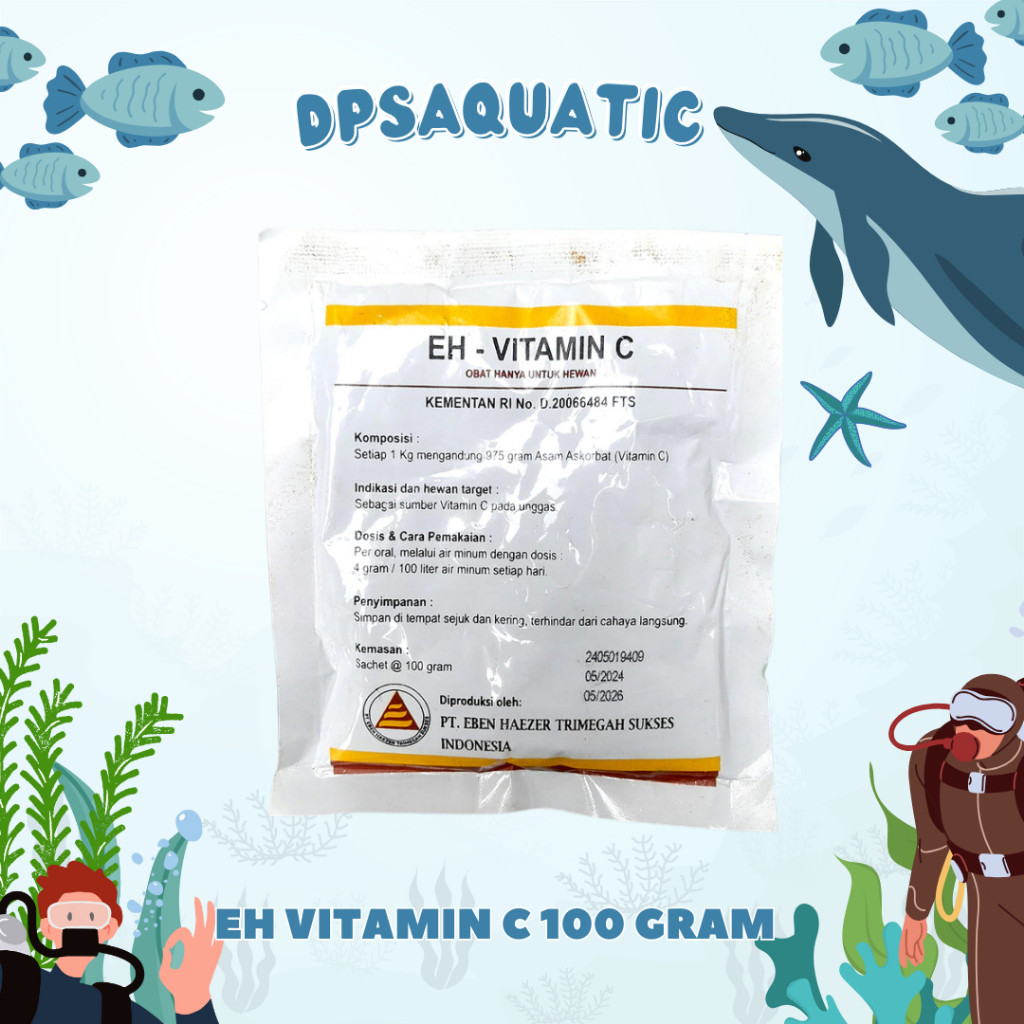 EH VITAMIN C 100 GRAM - Vitamin C Untuk Ternak Ayam Minum Unggas.