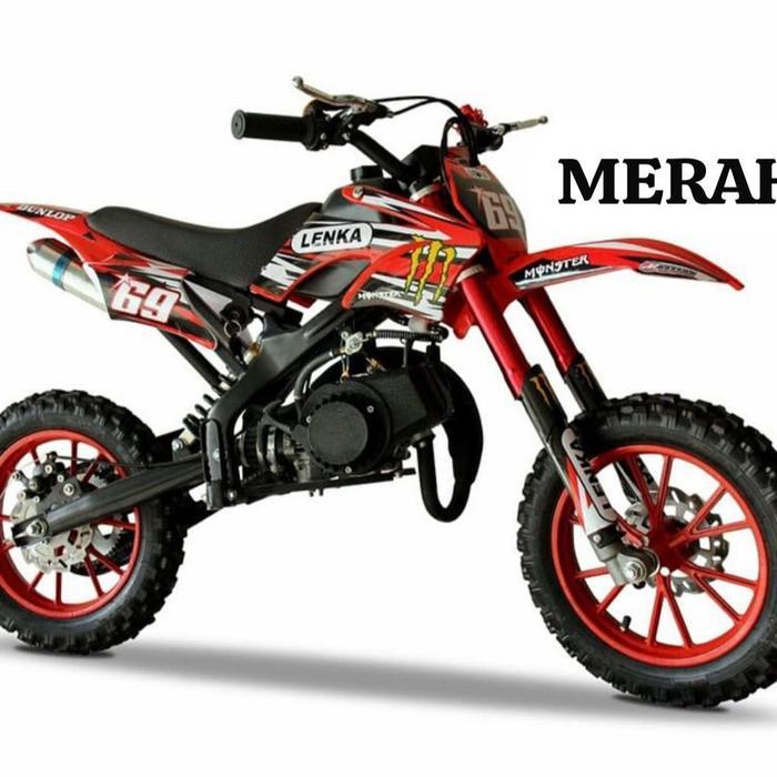 Motor Bensin 50cc Mini Trail LENKA MC 69 Mainan Motor Anak - Merah
