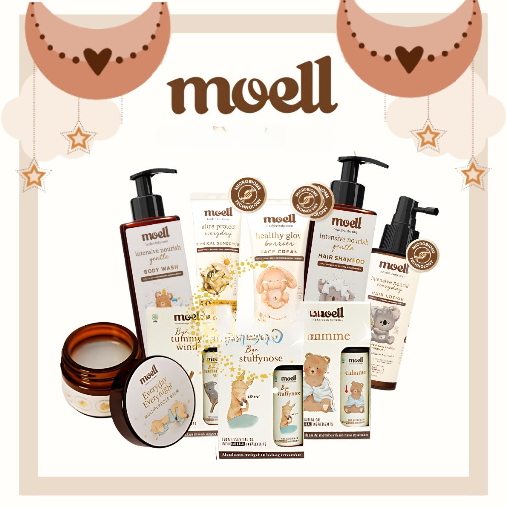Moell Face Cream | Body Wash | Lotion | Hair Lotion | Set Sabun Shampoo SLS Free | Multipurpose Balm
