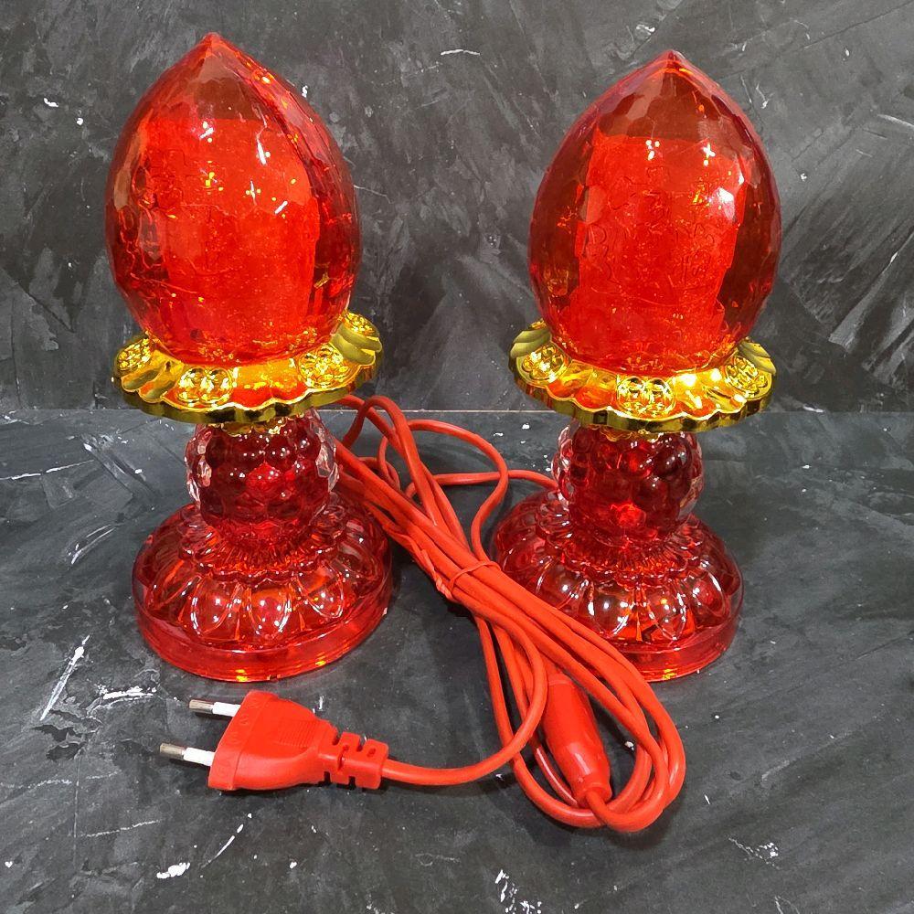 Lampu Sembahyang Altar Made In Taiwan Harga Sepasang Ukuran 18,5 cm Nyala Full Atas Bawah
