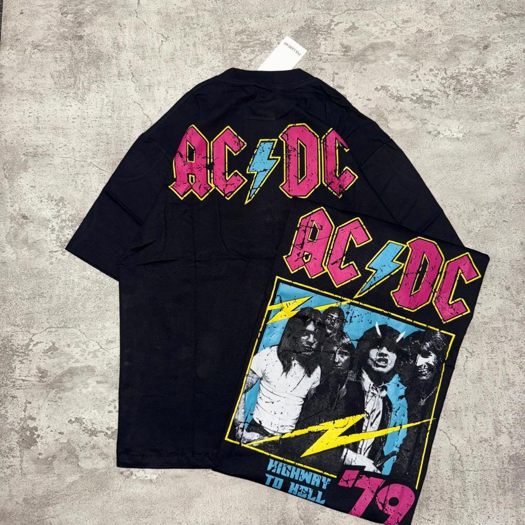ORI Pull&Bear Oversize ACDC Highway To Hell 79 T-Shirt - Vintage AC/DC Oversized Black 20s T-Shirt