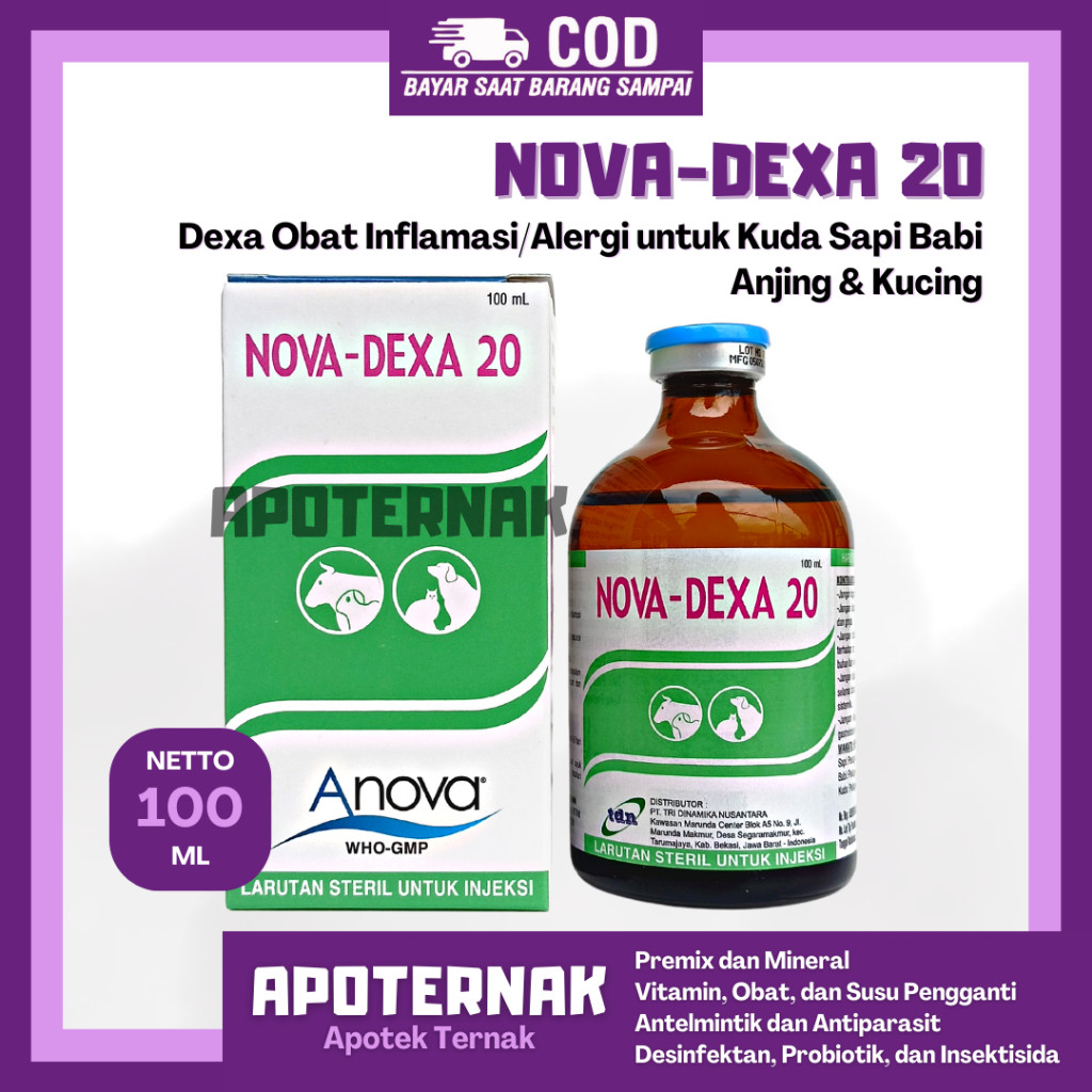 NOVA DEXA 20 100ml Vietnam - Obat Bengkak Demam Kejang pada sapi kambing - Obat Anti Inflamasi Radan