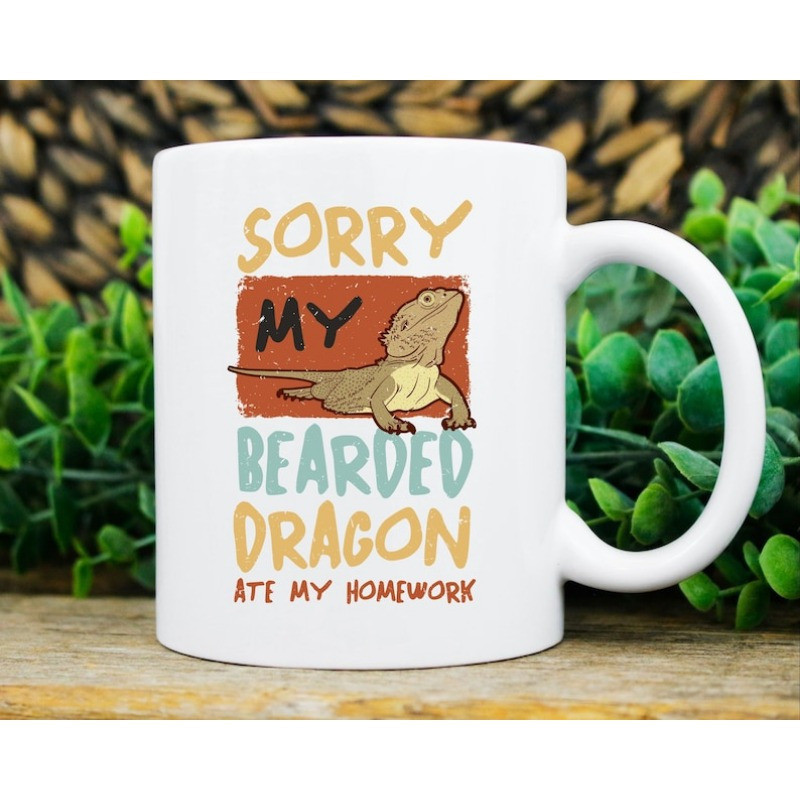 Sorry My Bearded Dragon Ate My Homework Mug, Bearded Dragon Lover Coffee Cup, Funny Bearded Dragon D