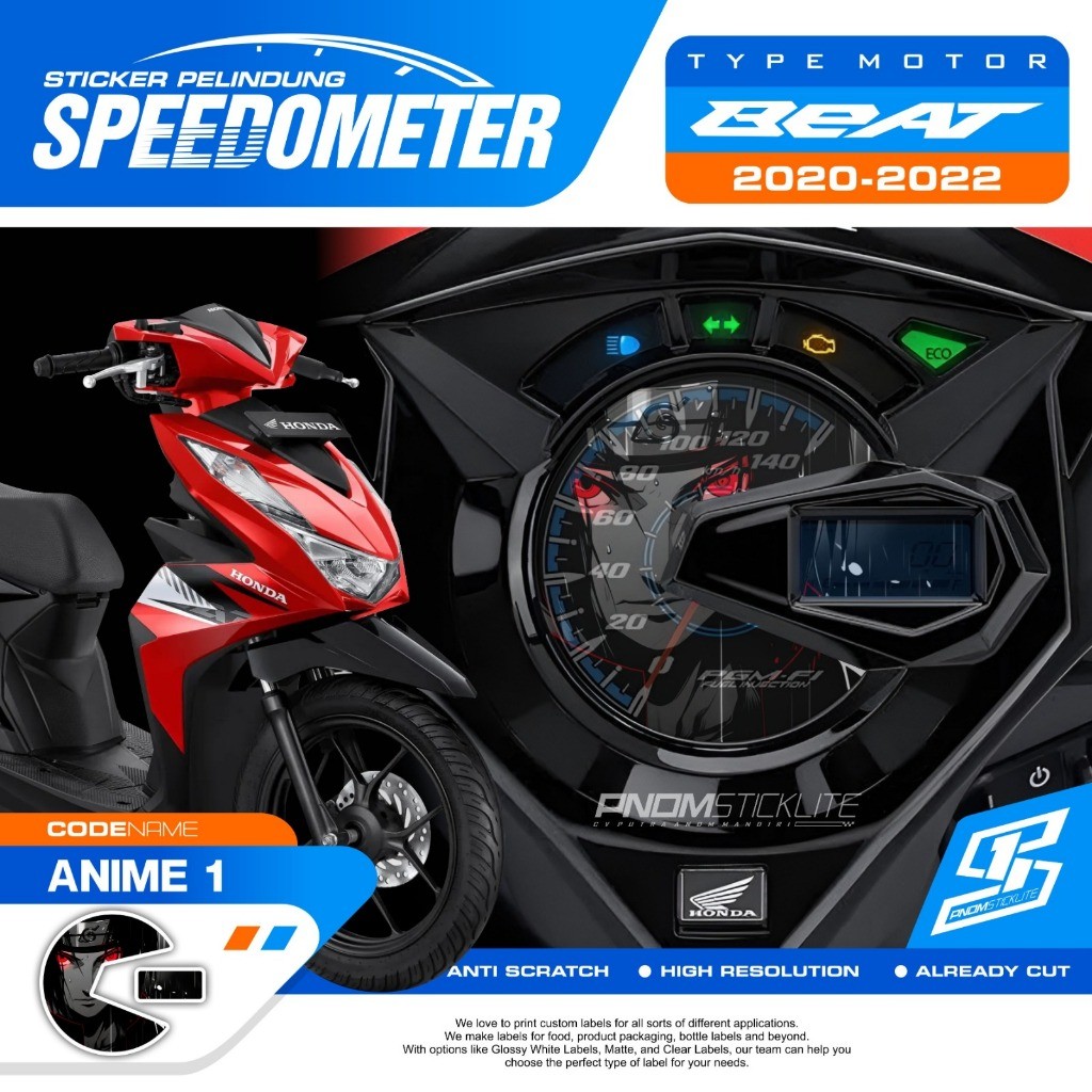 Stiker Speedometer Beat Deluxe 2020 2021 2022 Antigores Spidometer Motor Honda Beat 110 motif anime