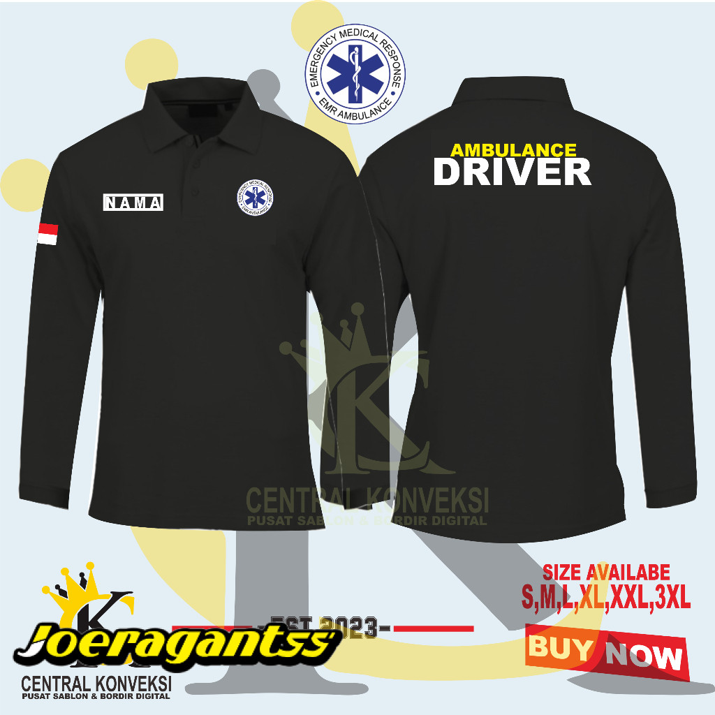 Poloshirt / Kaos Kerah Polo Ambulance Driver / Poloshirt Kaos Kerah Driver Ambulance