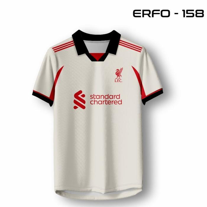 Jersey Liverpool Classic Cream Edition - Kaos Putih Tulang Aksen Merah Standard Chartered ERFO-158 -