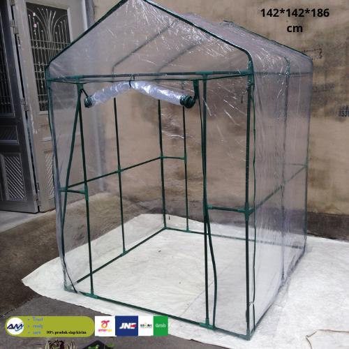 greenhouse rumah kaca portable knock down transparan 1 pintu