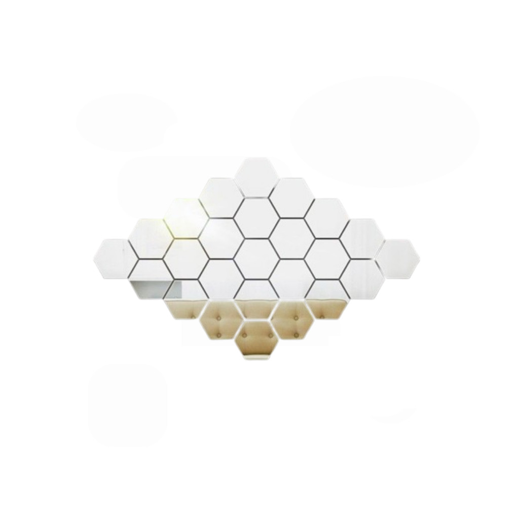 Anti Pecah Sticker Cermin Tempel Segienam Hexagonal Anti Pecah