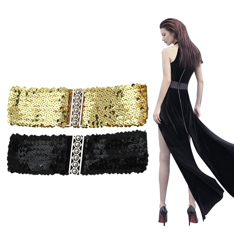 Belt Payet Pinggang Payet Ikat Pinggang Wanita Belt Ikat Pinggang Elastis Wanita Cocok Pesta
