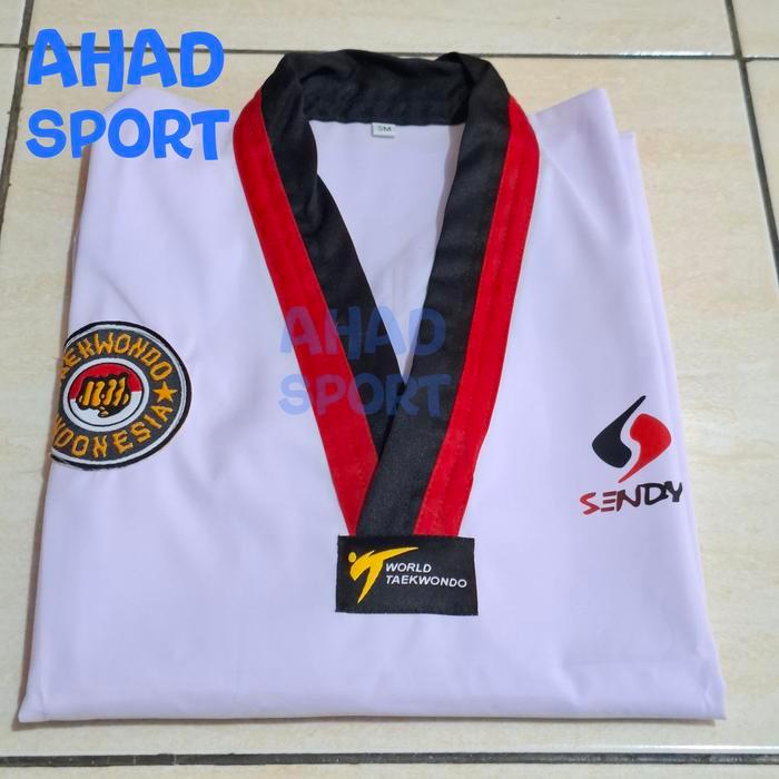 Baju Taekwondo Dobok SENDY Original - Merah Hitam, M