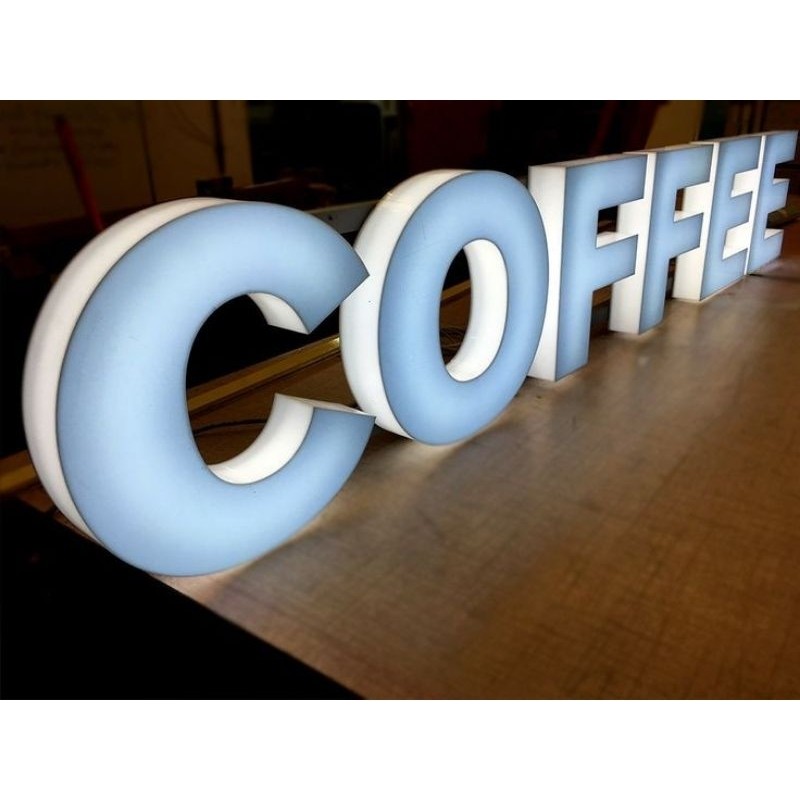 Tulisan Nama Usaha Akrilik Custom  Tulisan Huruf Timbul Acrylic 3D Lampu LED