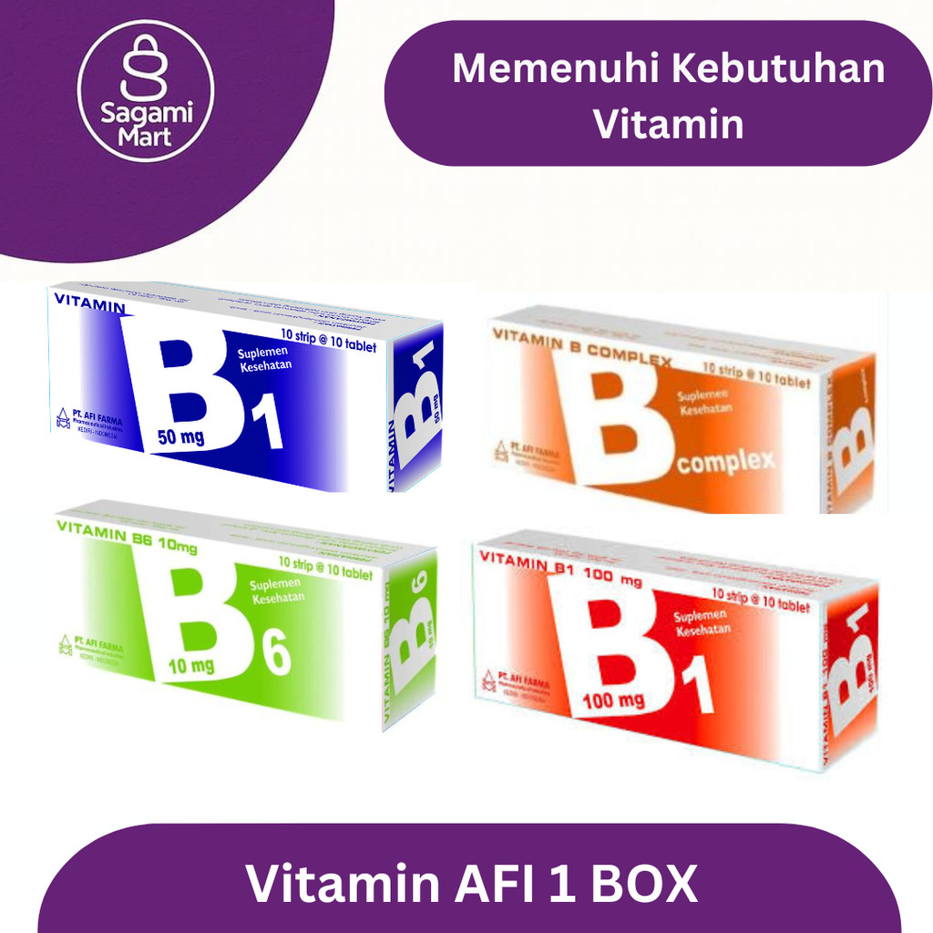 Vitamin AFI 1 Box – B1 50mg | B1 100mg | B6 10mg | B Complex | B 12 50mcg - Suplemen Kesehatan