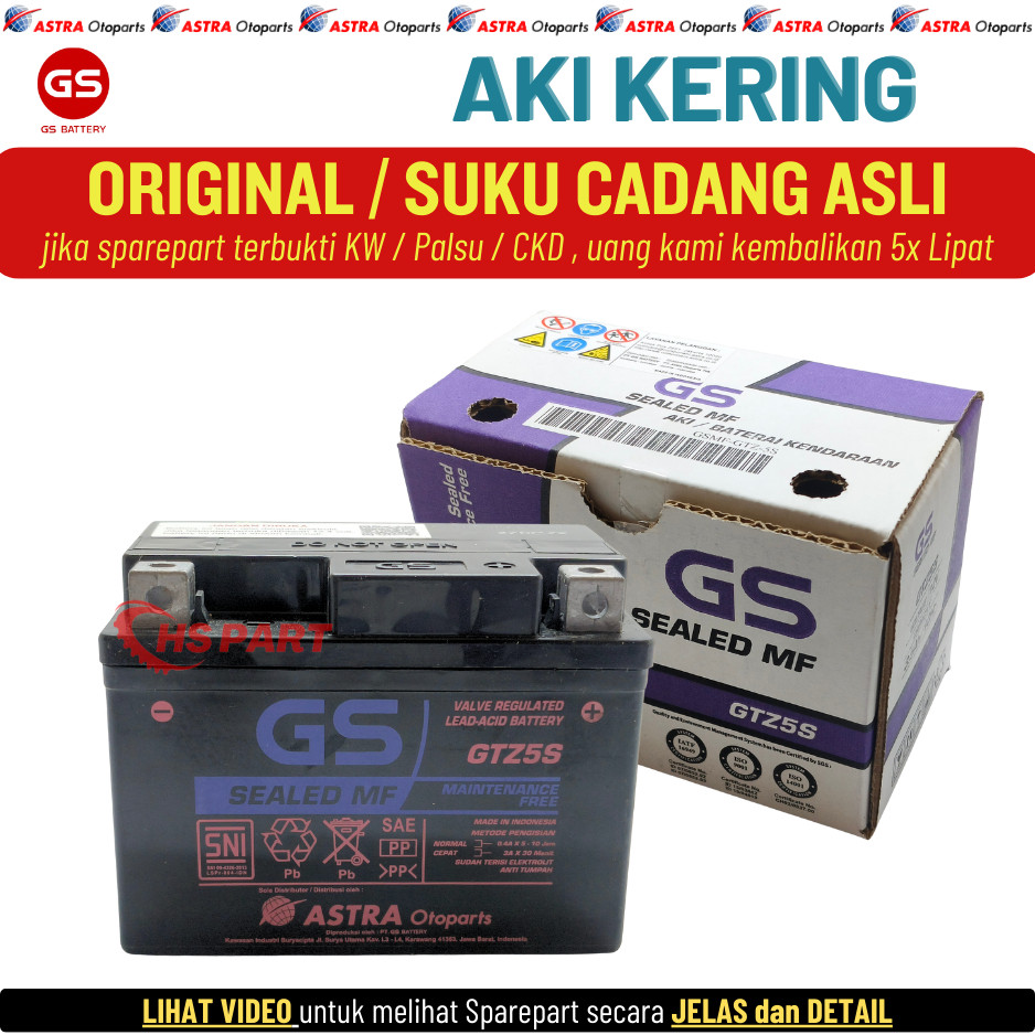 Aki Kering GTZ5S Vixion Old Lama New Xabre Jupiter MX New Byson Original GS Astra 100%