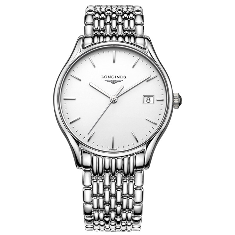 Jam tangan pria Longines L4.709.4.17.6 putih jam kuarsa Tampilan besar Garansi Hadiah