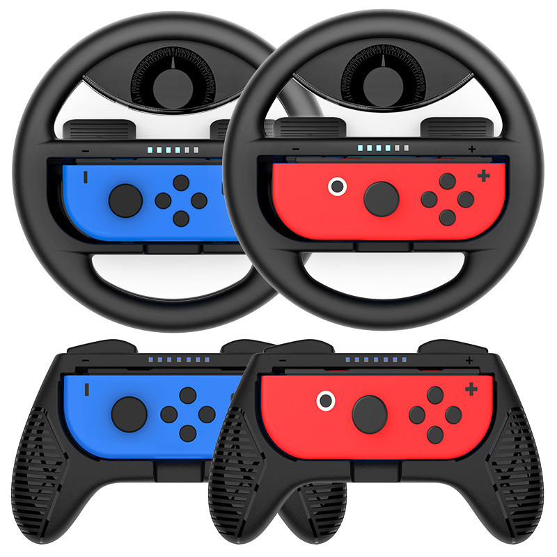 New 4 pcs Switch Steering Wheel Kit for Nin-tendo Switch Joy-Con Racing Game Controller Gaming Drivi