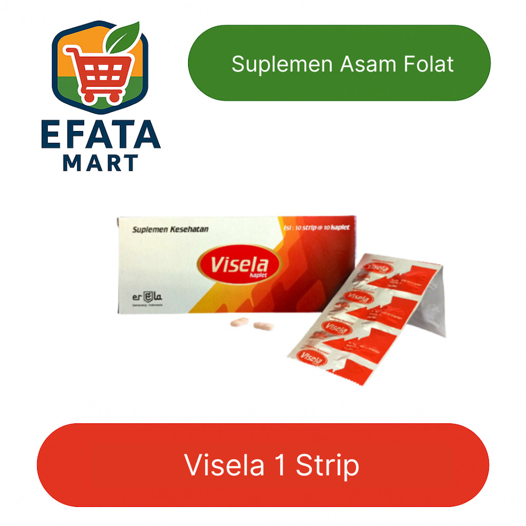 Visela Tablet 1 Strip  | Vitamin Ibu Hamil / Program Kehamilan | Asam Folat / Folic Acid  400 mcg & 