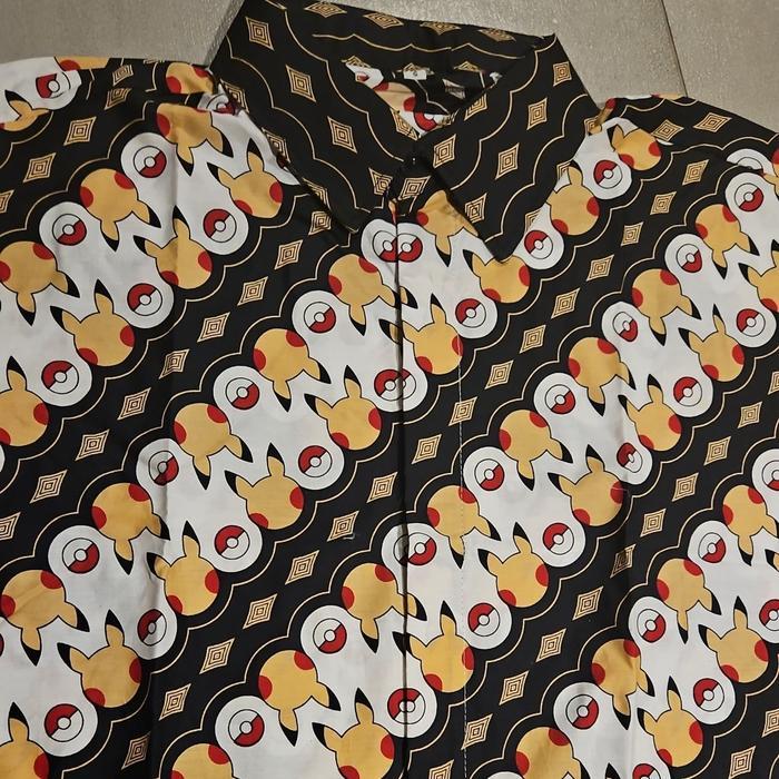 kemeja batik pria pendek pokemon pikachu batik / batik pikachu - XXL anak-anak