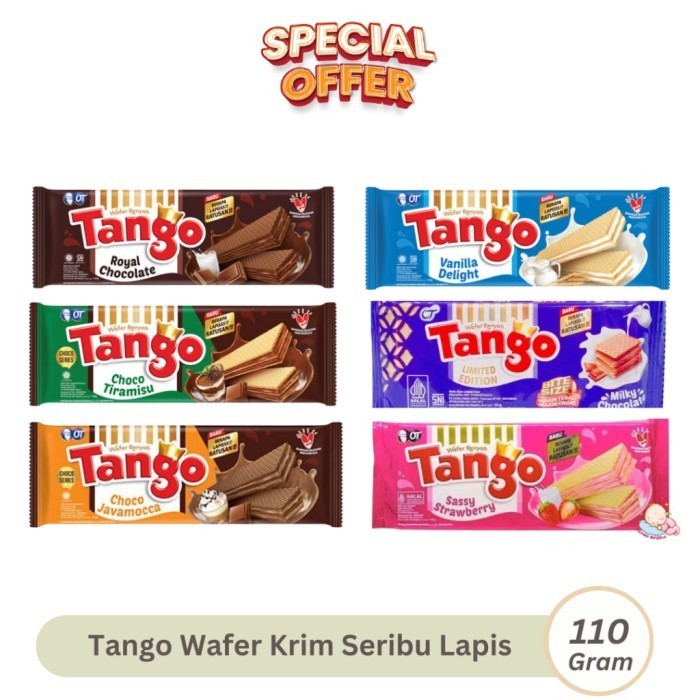 WAFER TANGO 110GR BESAR WAFER RENYAH BLACK PINK VANILA ROYAL CHOCOLATE COKLAT