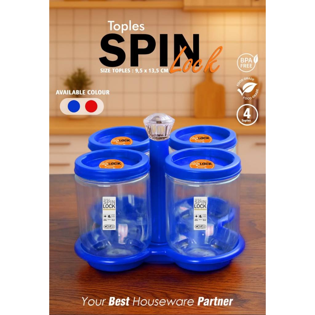 (FYA) Toples Spinlock Lollipop + Nampan Putar /  Toples Set dengan Nampan Putar / Toples Plastik Ben