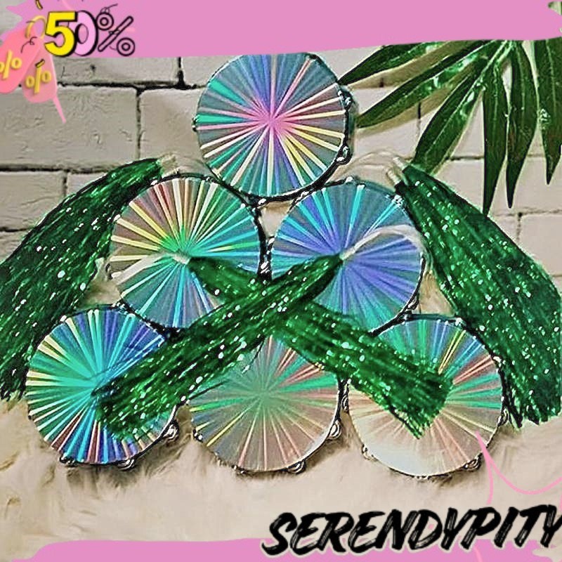 NEW ARIVASL Tassel Tamborin Metalik Rumbai Pita Tamborin Alat Tari Tasel Untuk Props Penari Tamborin