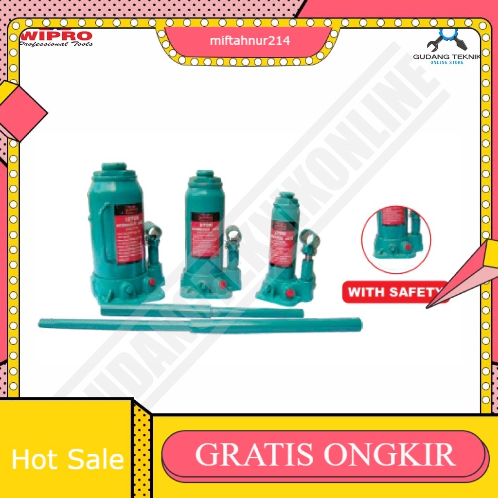 Dongkrak Botol 30 Ton WIPRO T-93007 / Hydraulic Jack 30T WIPRO  T93007 - Dongkrak Hidrolik T 93007