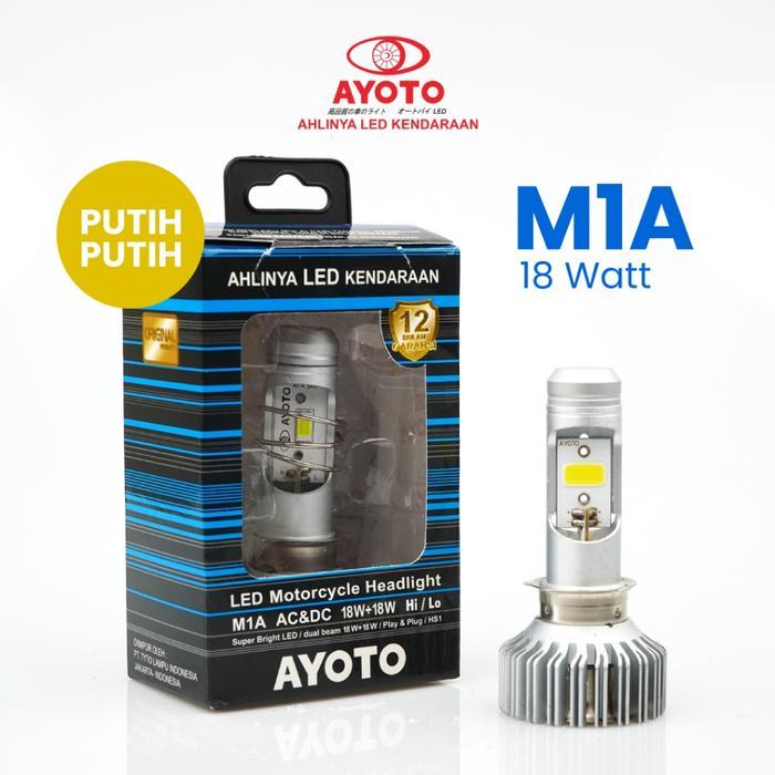 (LIVE) Lampu motor depan LED AYOTO M1A M7A H6 AC DC motor bebek matic AC DC - M1A PUTIH/PUTIH