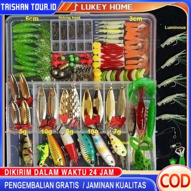 75pcs Set Umpan Pancing Fishing Tackle Box Soft Plastic Lure Umpan Campur Set Aksesoris Umpan Pancin