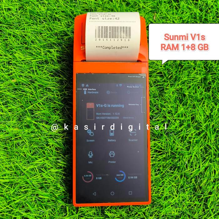 Mesin Kasir Sunmi MPOS Android Portable V2 4G 1/8GB Second - Sunmi V1s
