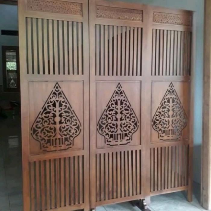 Sketsel Penyekat Partisi Ruangan Minimalis Kayu Jati Solid - MENTAH NF4