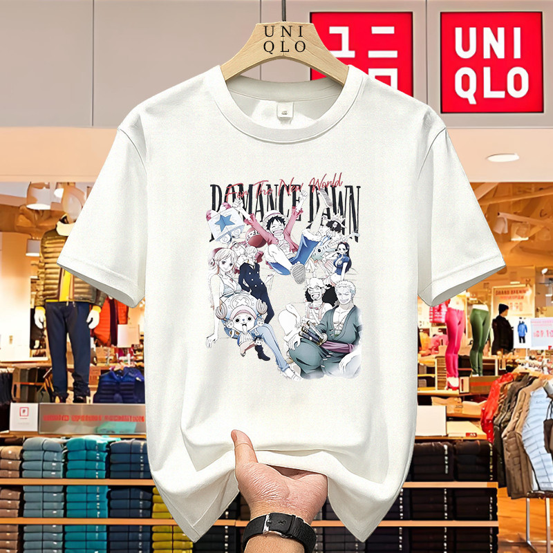 UNIQLO One Piece T Shirt Original Unisex – Kaos Pendek Pria Wanita Anime Luffy Nyaman Adem Cotton