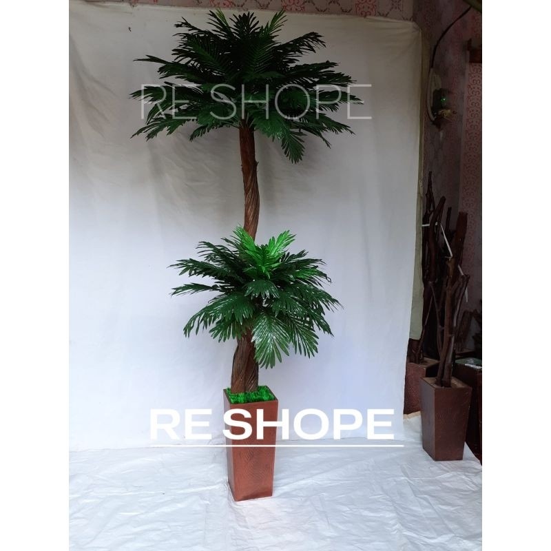 bunga hias palem tinggi 2mtr/pohon palem bunga plastik/pohon hias kurma/pohon kurma bunga plastik