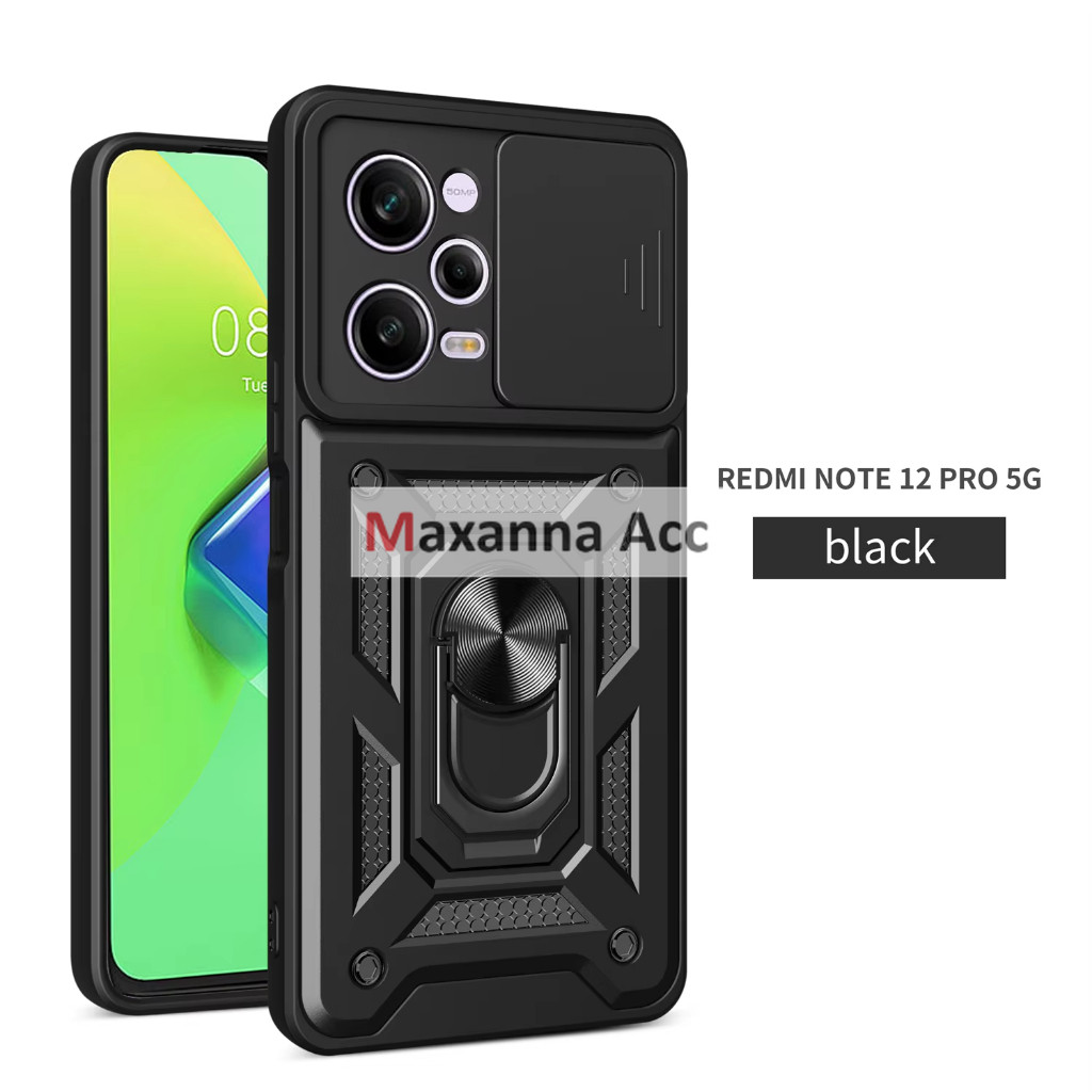 [MAXANNA] Case Robot Armor Slide Camera Xiaomi Redmi Note 12 Pro (5G) / Transformer Ring Buka Tutup 