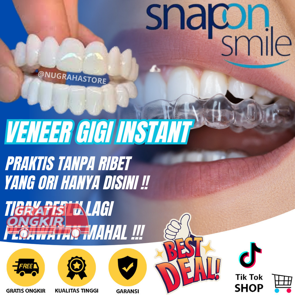 [ BAYAR DITEMPAT ] KUAT DI PAKAI MAKAN Snap on Smile 1 Set Atas Bawah Pasta Gigi Pemutih Memutihkan 