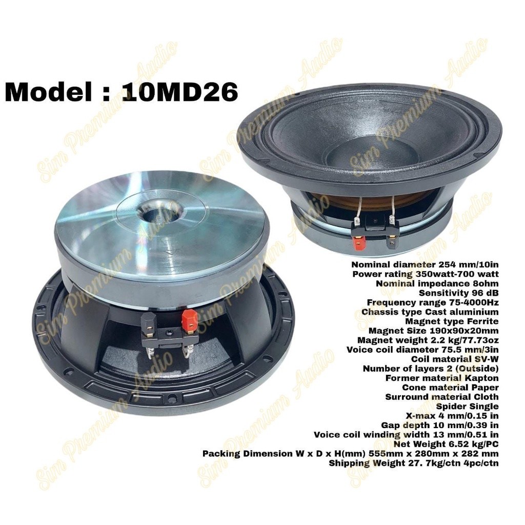 Komponen Speaker B&C 10MD26 10 inch Mid MD26