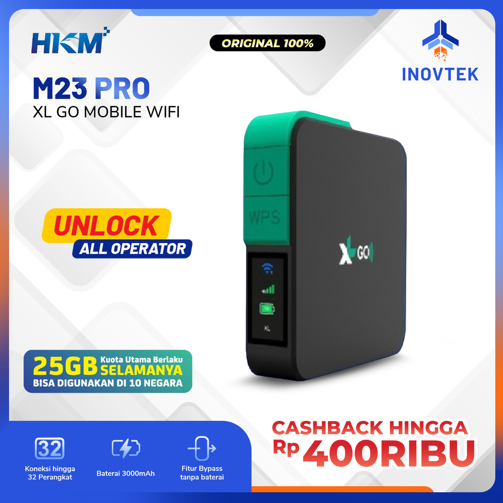 HKM M23 PRO Modem Mifi Wifi XL GO IZI 4G Portable Bypass & Unlock Bonus Data 25GB