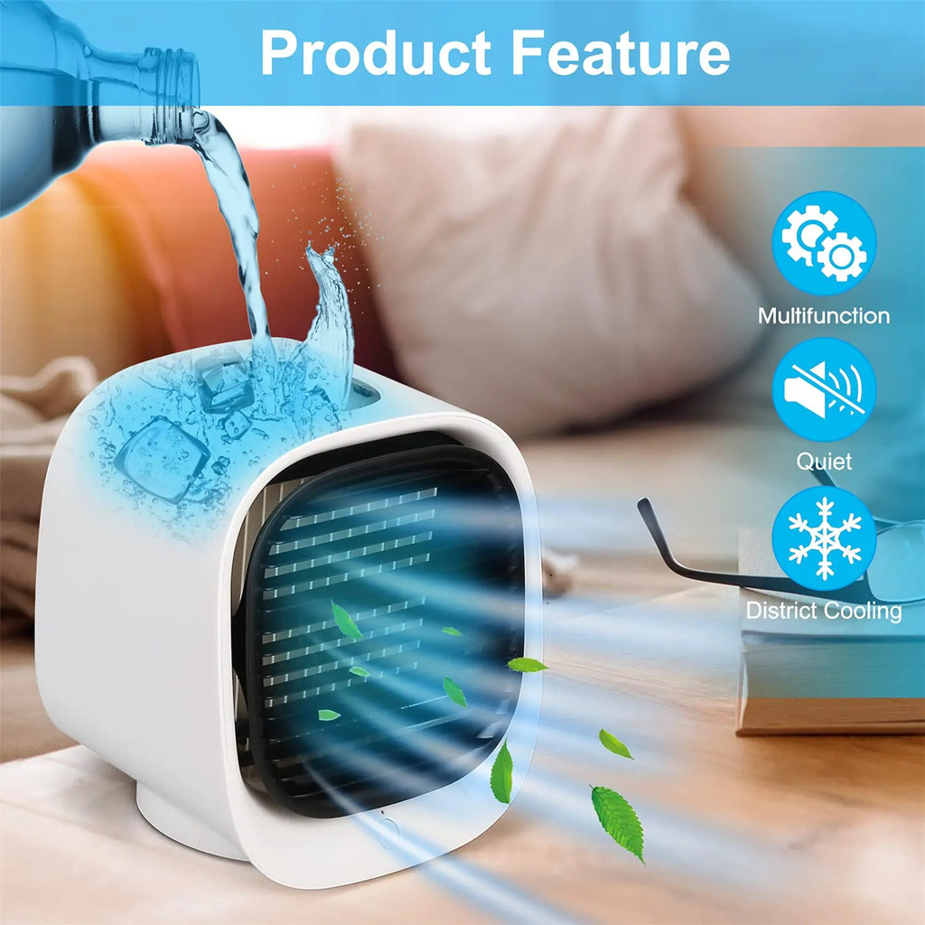 Air Cooler Mini USB Kipas AC Semprot Air 300ml Humidifier Pendingin Udara Meja Portable Tanpa Freon 