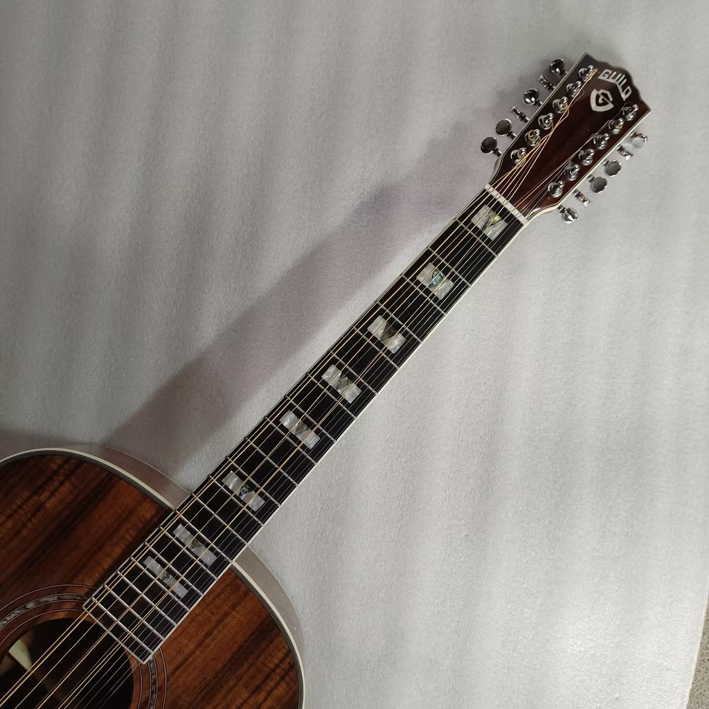 koa guitar,12string acoustic electric 43 inches ,professional jumbo guitar F512 Guild with 3 knobs p