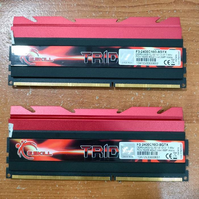 MEMORY MEMORI RAM GAMING PC KOMPUTER G.SKILL DDR3 8GB 2X4GB PC3-19200 2400MHZ 1.65V