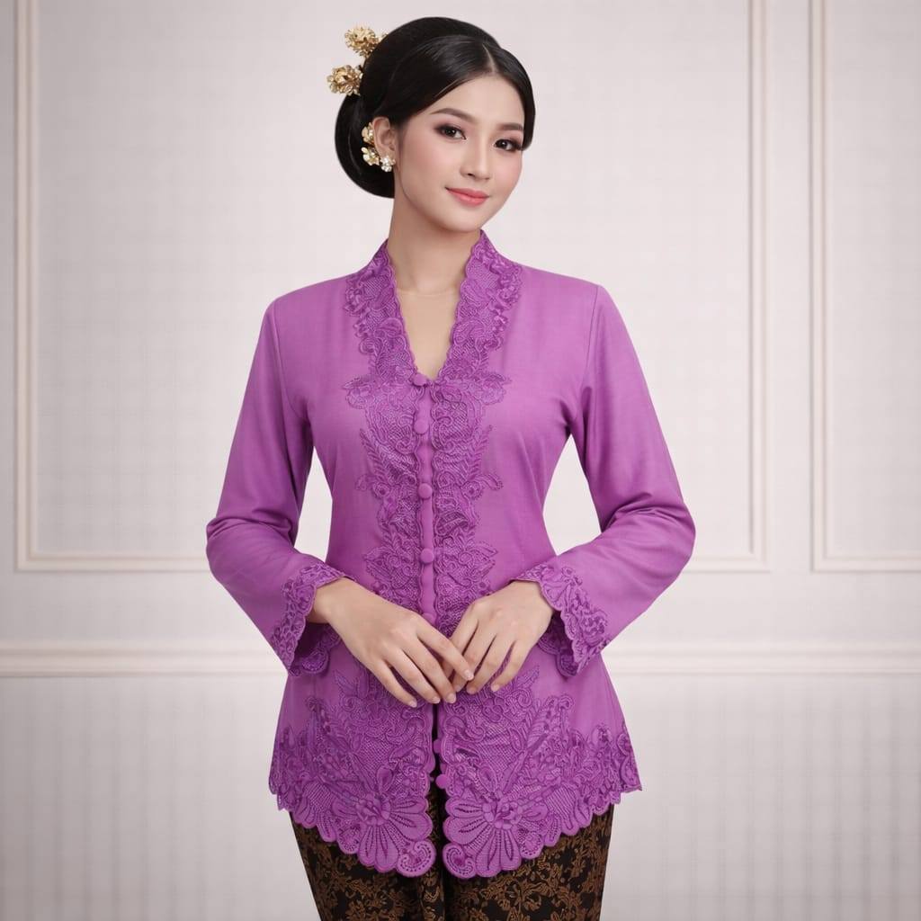 Kebaya Encim Bordir Magenta Senada 670