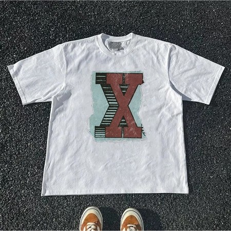 Brand Lokal Korea Kaos Unisex Hitam “Logo X” - Desain Grafis ‘X’ yang Bold, Potongan Loose Fit, Baha