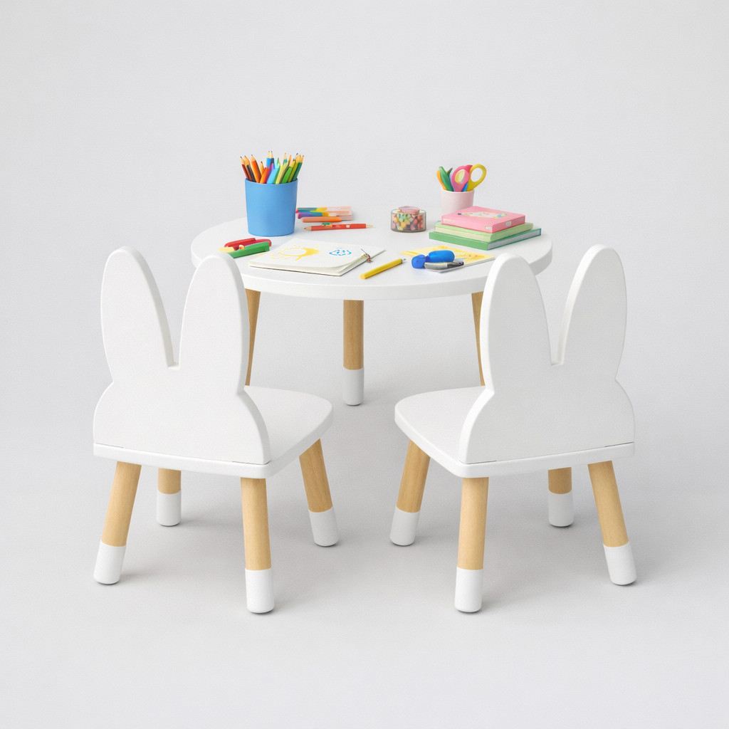 Set Meja Kursi Anak Minimalis | Meja Belajar Anak | Kursi Kayu Desain Aesthetic