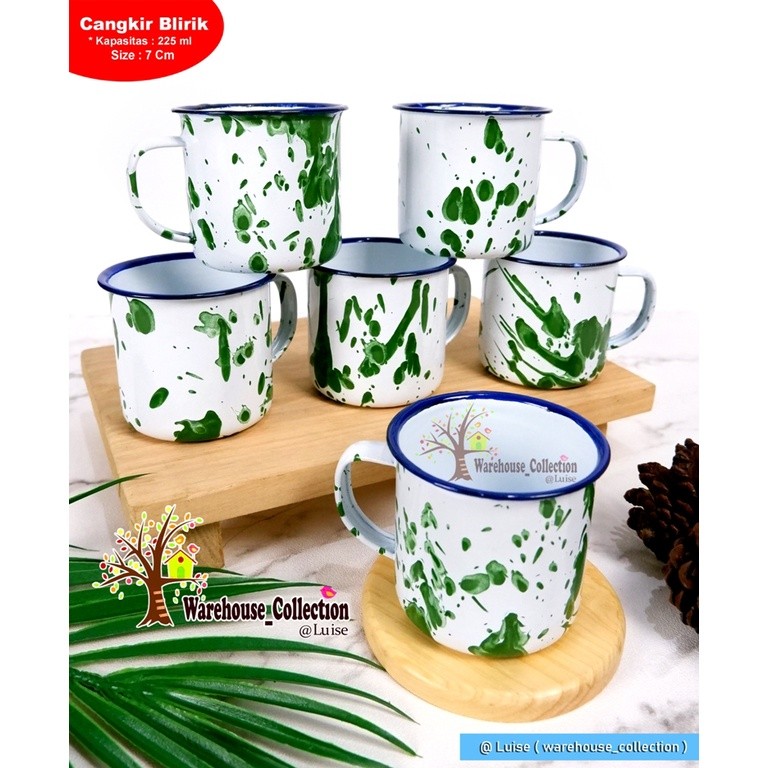 TERLARIS Cangkir seng blirik/Cangkir Blirik 7 cm / cangkir enamel blirik/Gelas blirik/cangkir jadul