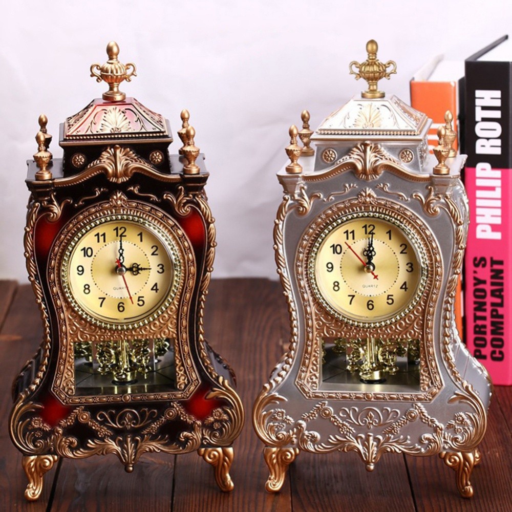 Vintage Royalty Sitting Room Desk Imperial Furnishing Creative Sit Pendulum Clock Desk Alarm Clock V