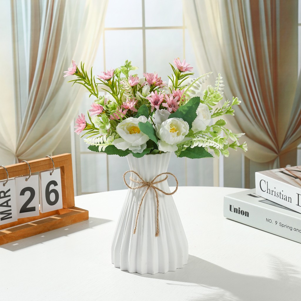 Set Vas Bunga Plastic Aesthetic Bunga Hias Plastik Bunga Hiasan Ruang Tamu Bunga Hiasan Meja Makan