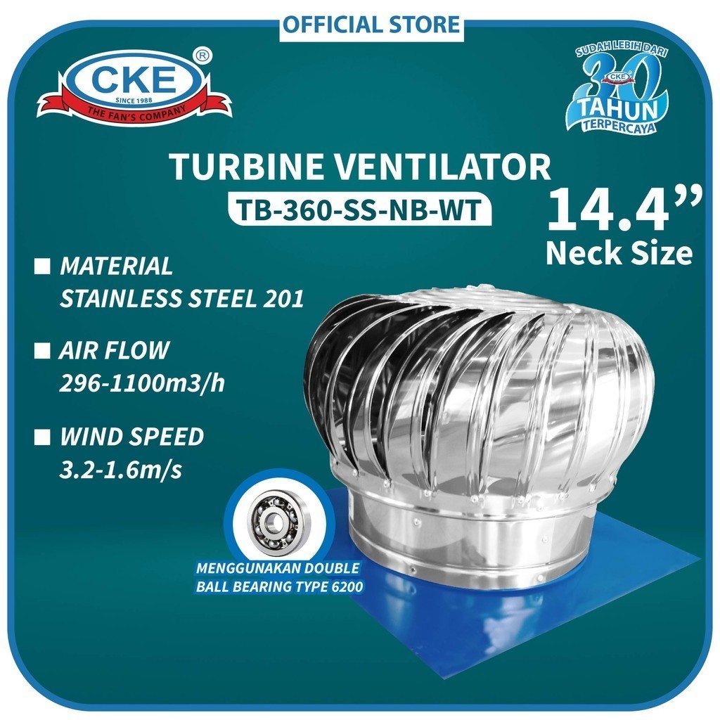 CKE Turbin Ventilator 14 Inch Turbine Roof Ventilasi Atap Rumah Pabrik 14"